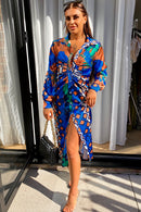 Blue Button Shirt Midi Dress
