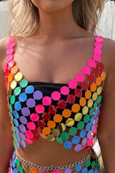 Harley Multicoloured Rainbow Sequin Disc Top