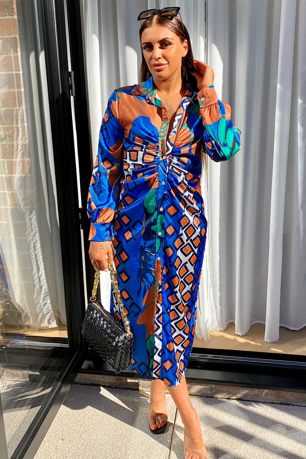 Blue Button Shirt Midi Dress