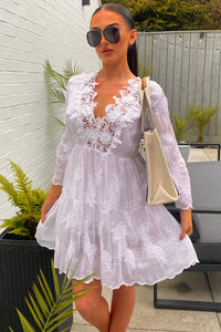 Tori White Crochet Dress