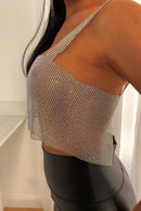 Vani Silver Chain Diamante Crop Top