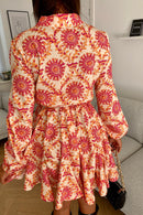 Pink Swirl Pattern Shirt Dress