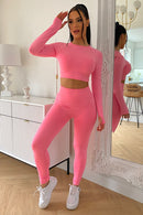 Baby Pink Long Sleeve Seamless Gym Set
