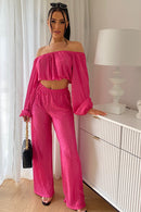 Jama Pink Pleated Trouser Co-ord