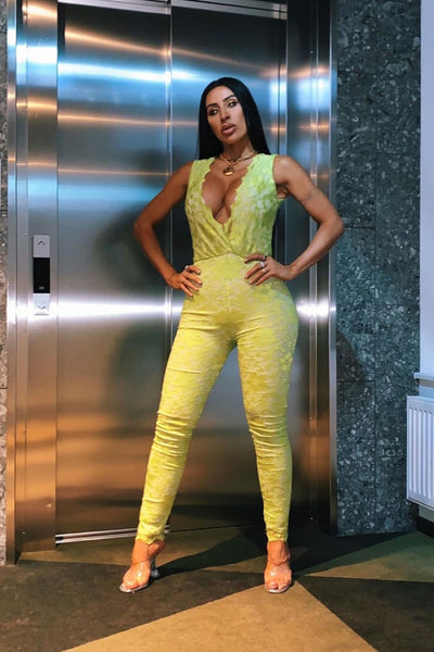 Tiki Lime Green Lace Jumpsuit