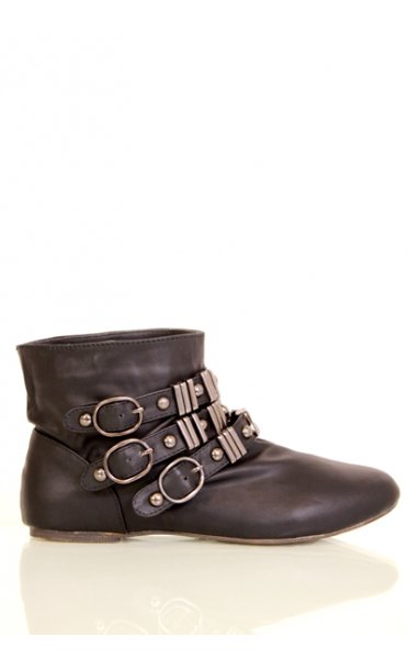 Mimi Black Buckle Ankle Boots