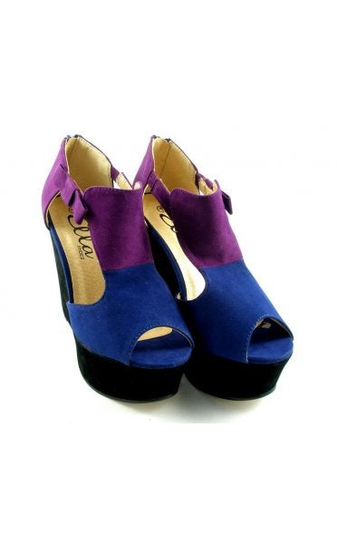 Rio T Bar Platform Wedge Shoes In Purple