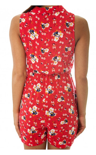 Letitia Red Floral Playsuit