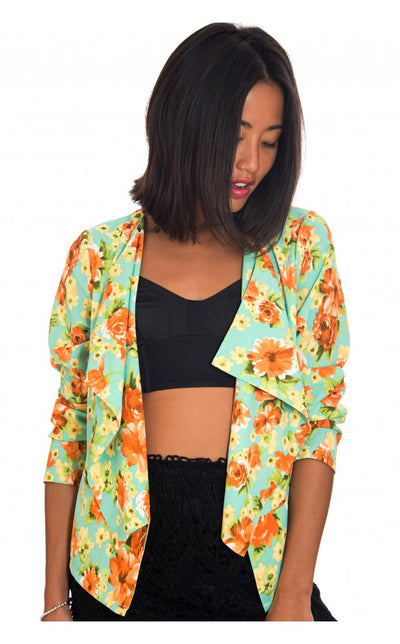 Green Floral Waterfall Jacket