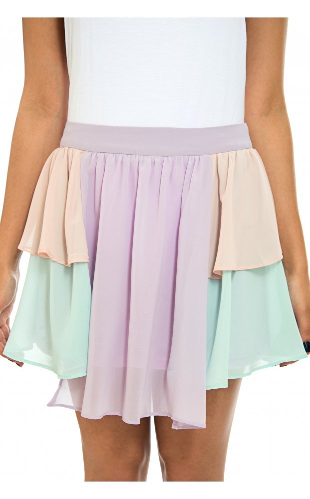 Multicoloured Layered Chiffon Skirt