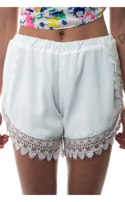 Limited Edition White Lace Eyelash Shorts