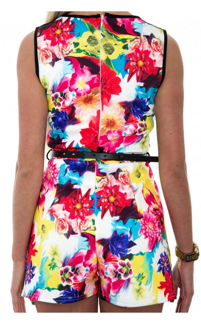 Dreamy Mesh Front Celeb Style Floral Playsuit