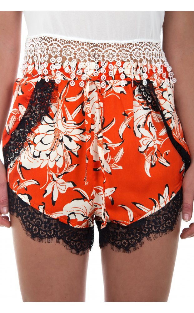 Limited Edition Orange Beach Lace Shorts