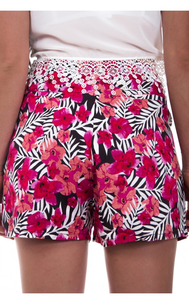 Pink Tropical Print Shorts