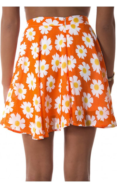 Orange Daisy Skater Skirt
