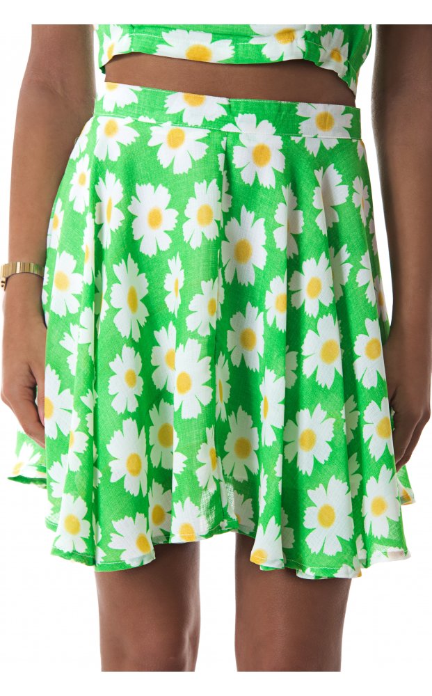 Green Daisy Skater Skirt