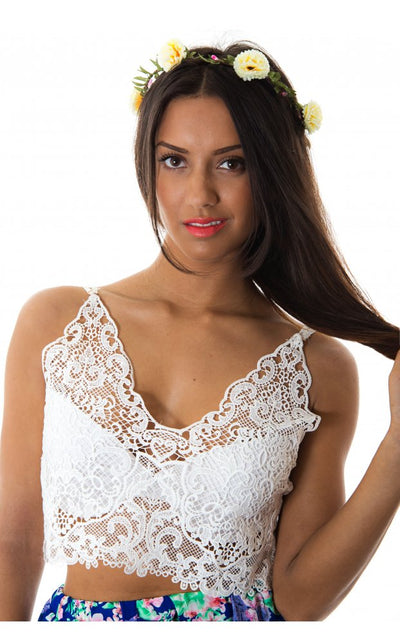 White Lace Your Bets Bralet