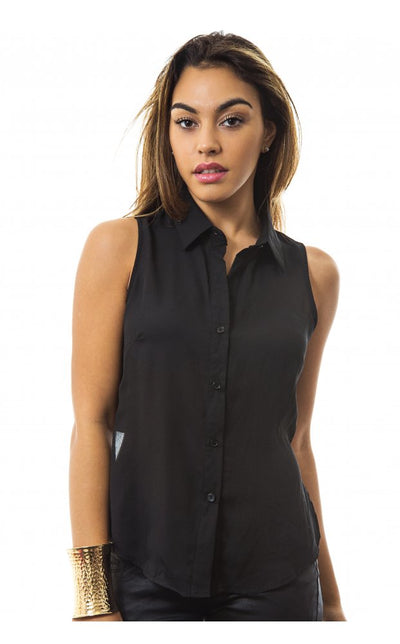 Forever Strap Back Chiffon Blouse In Black