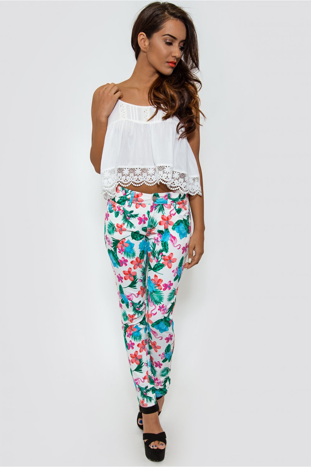 Limited Edition Flamingo Print Tropical Jeans