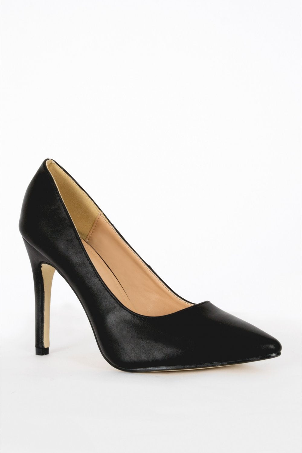 Lanica Black PU Pointed Toe Court Shoes