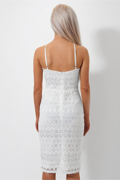 Sienna White Lace Midi Dress