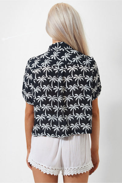 Black Palm Print Shirt