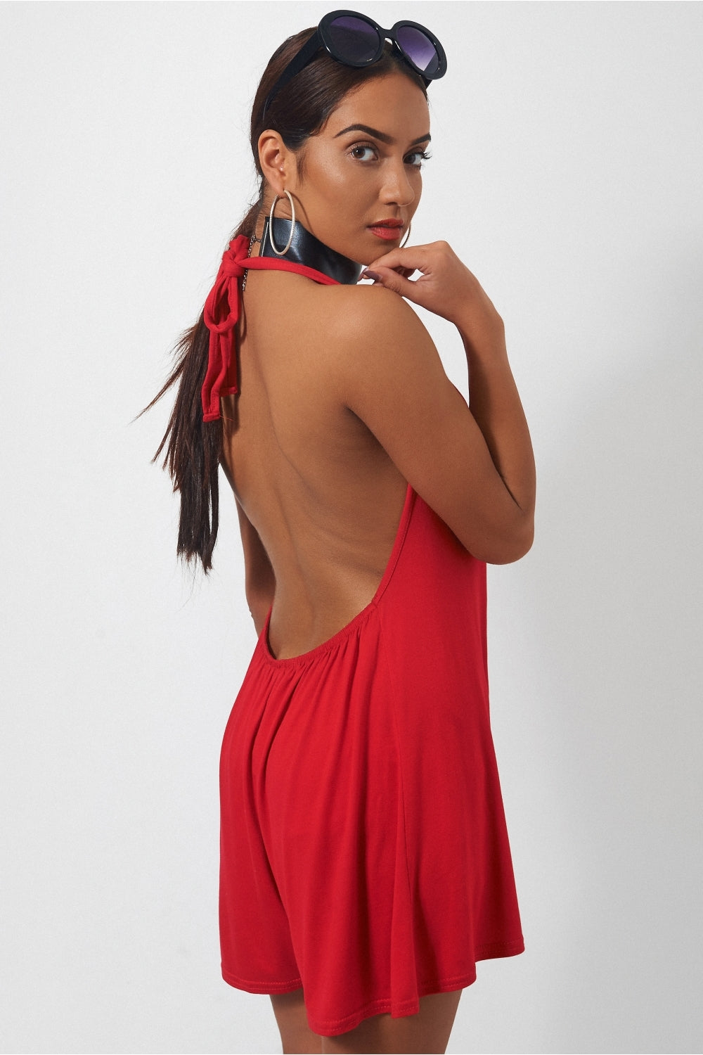 Mina Red Backless Playsuit