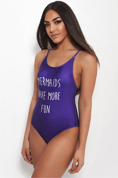 Mermaids Have More Fun Purple Slogan Swimsuit