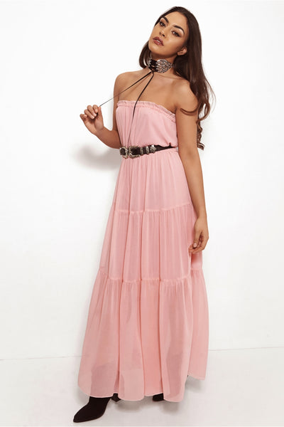 Pink Chiffon Goddess Maxi Dress