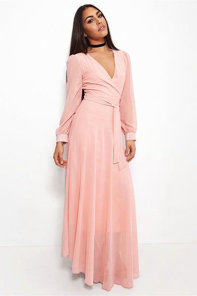Bella Pink Chiffon Maxi Dress