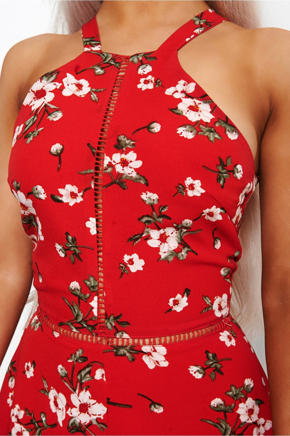Nesa Red Floral Playsuit