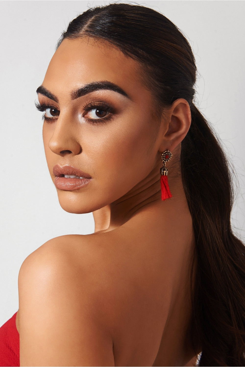 Koko Red Jewel Tassel Earrings