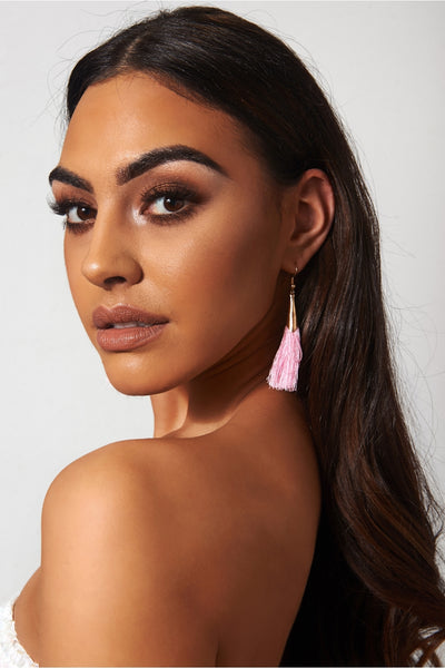 Orla Pink & Gold Tassel Earrings