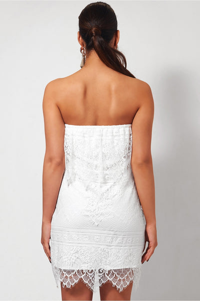 White Strapless Lace Dress