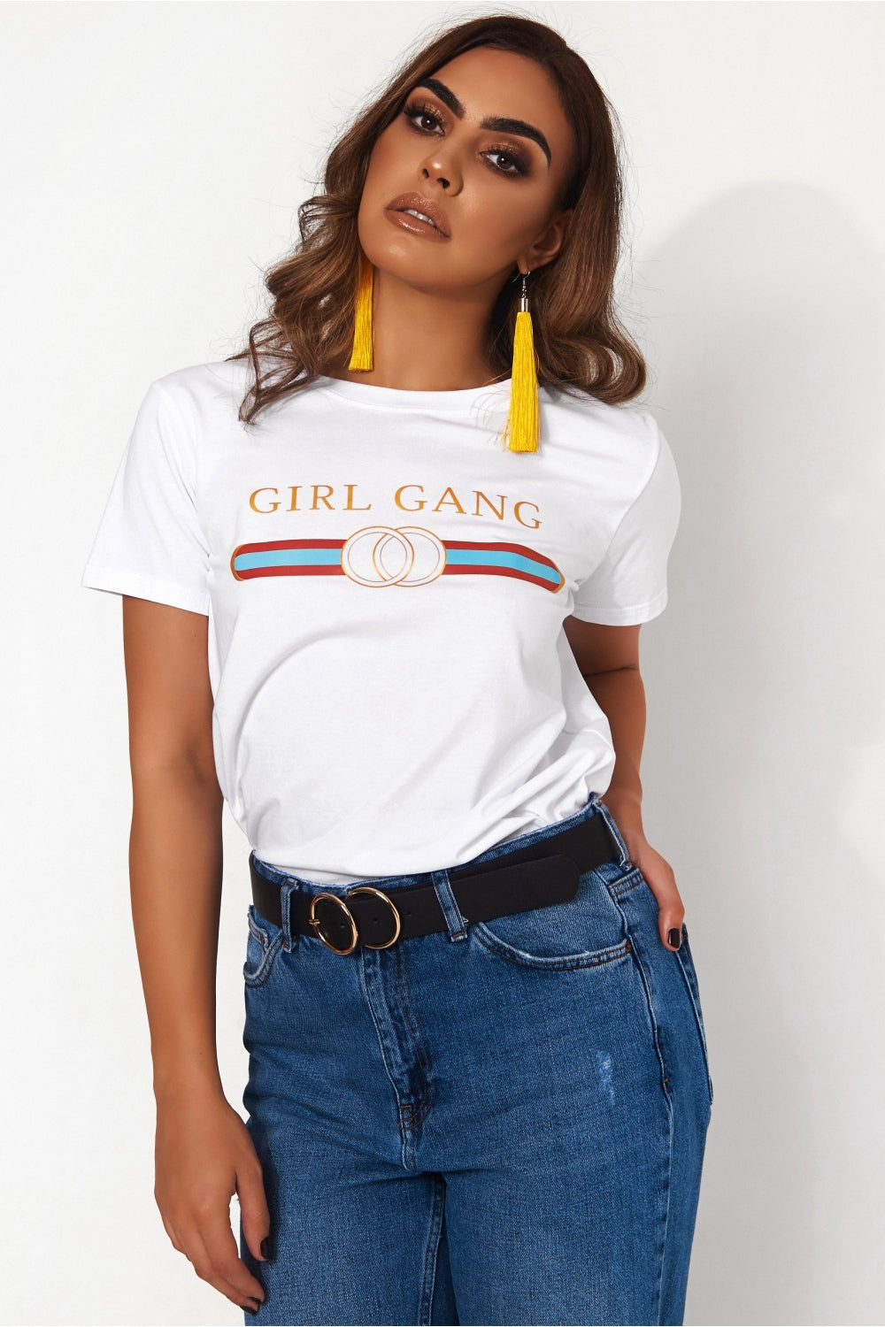 Girl Gang White Slogan T-Shirt