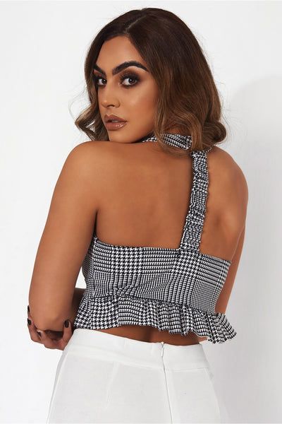 Houndstooth Frill Crop Top