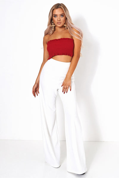 Red Strapless Bandeau Top