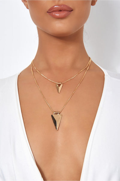 Double Layered Gold Arrow Necklace