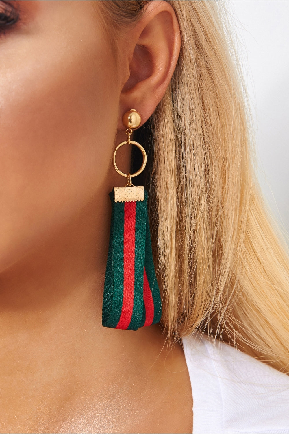 Gisella Red & Green Stripe Earrings
