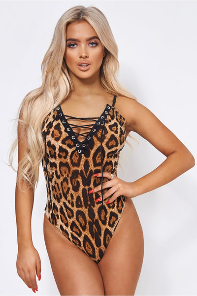Wild One Leopard Print Plunge Bodysuit