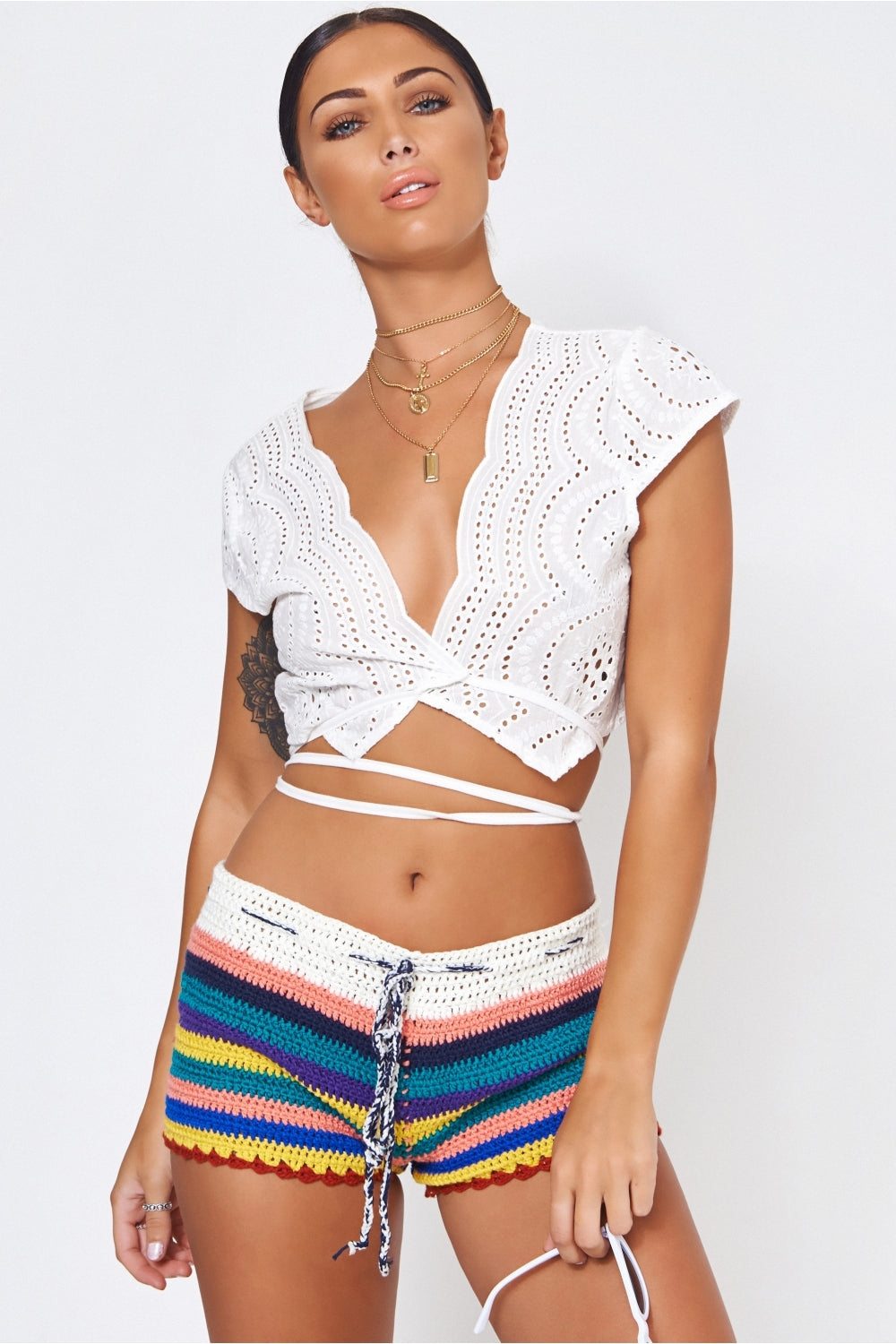 Kali Multicoloured Crochet Shorts