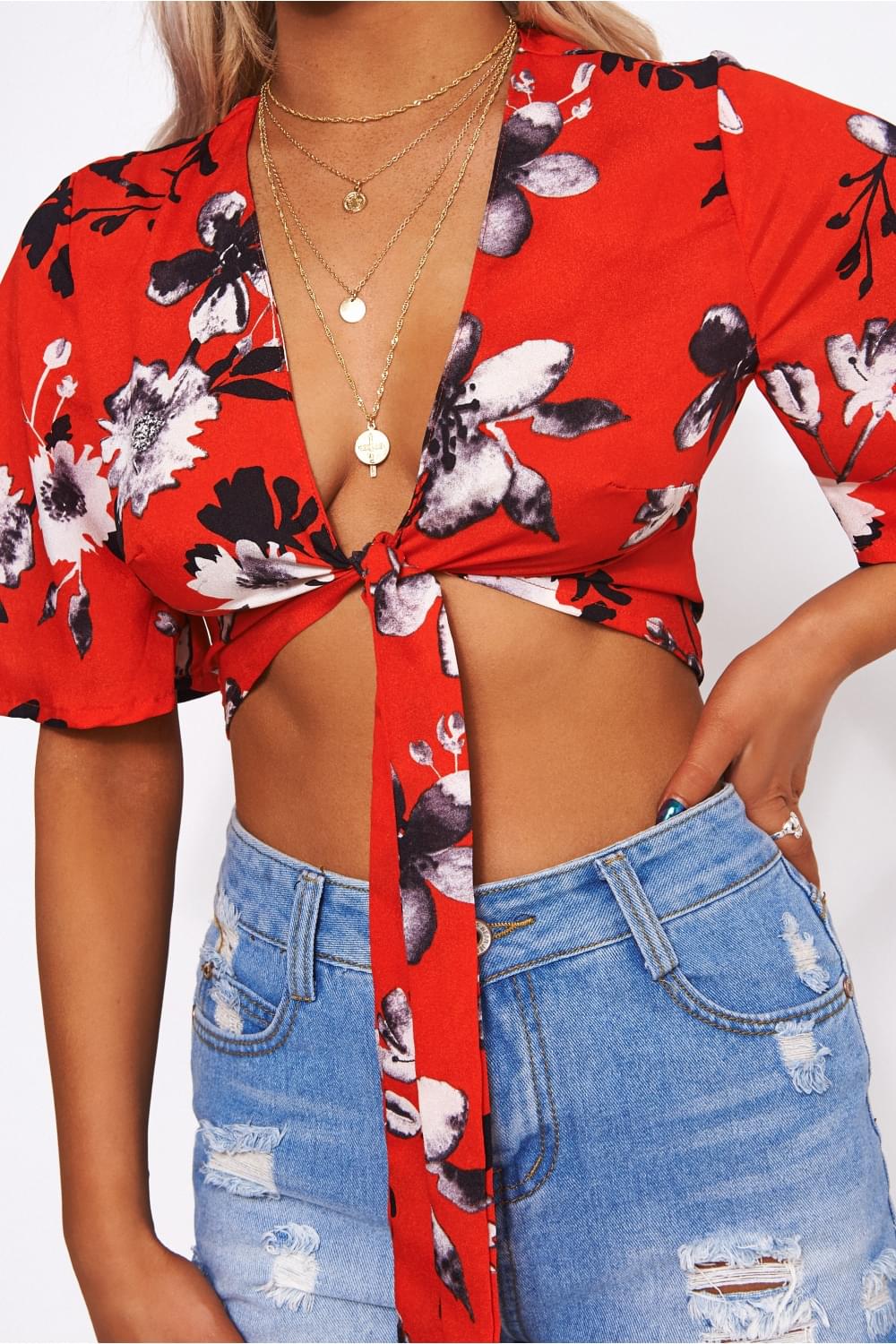 Liana Red Floral Blouse