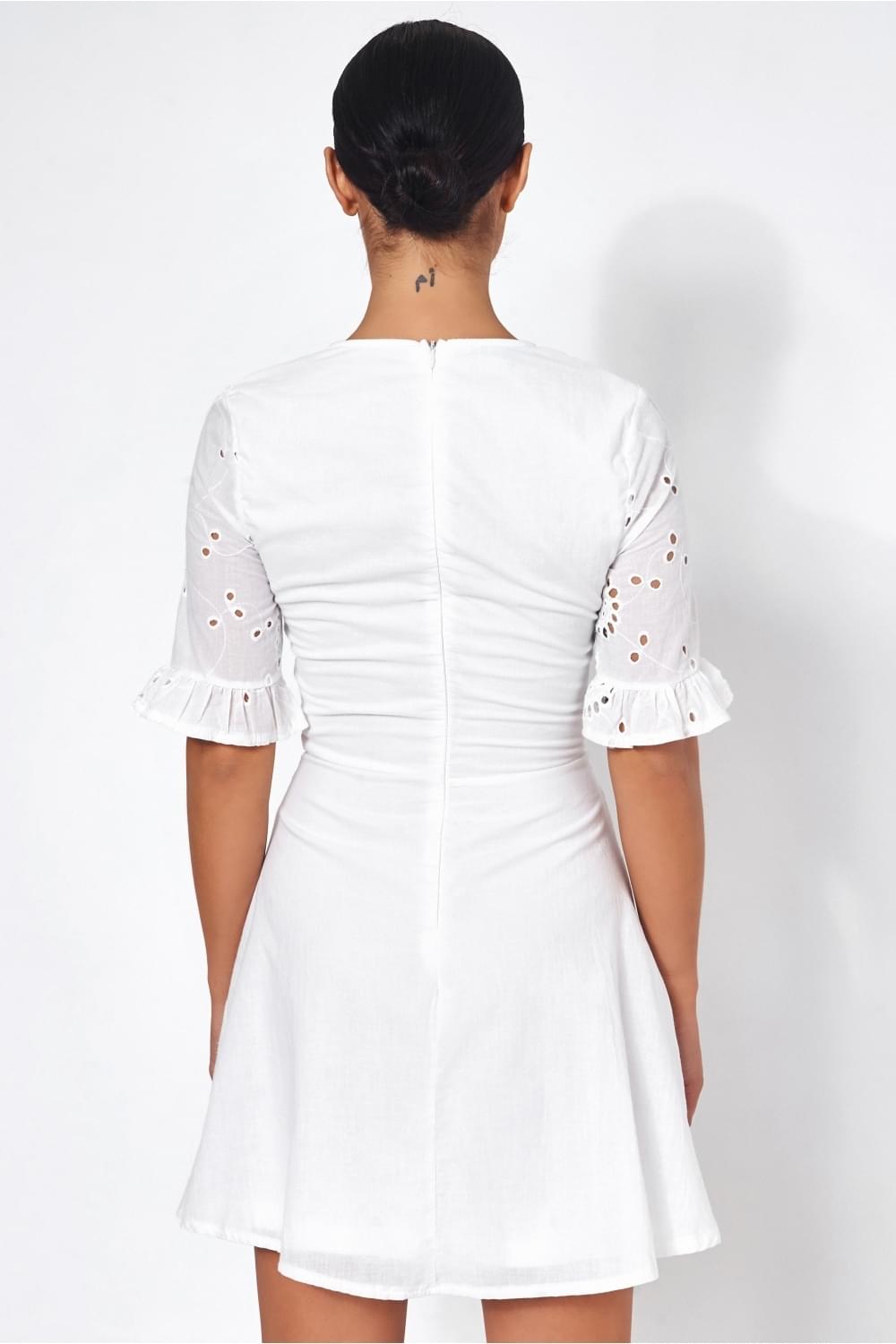 Luciana White Broderie Anglaise Shift Dress