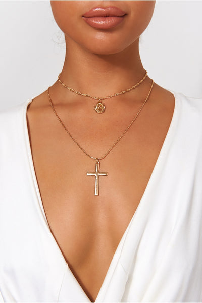 Hawaii Gold Overlay Cross Necklace