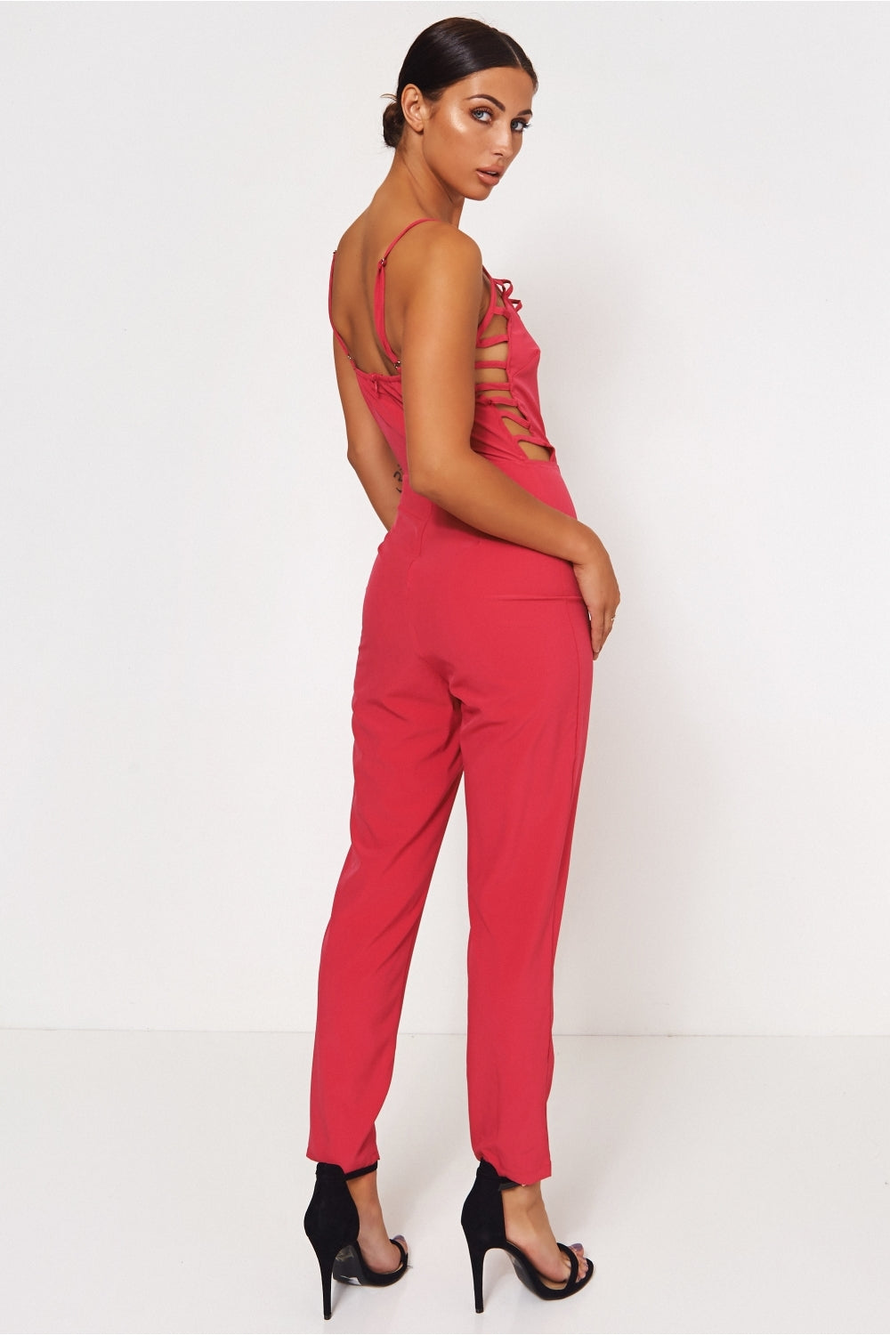 Pink Caged Front Jumpsuit