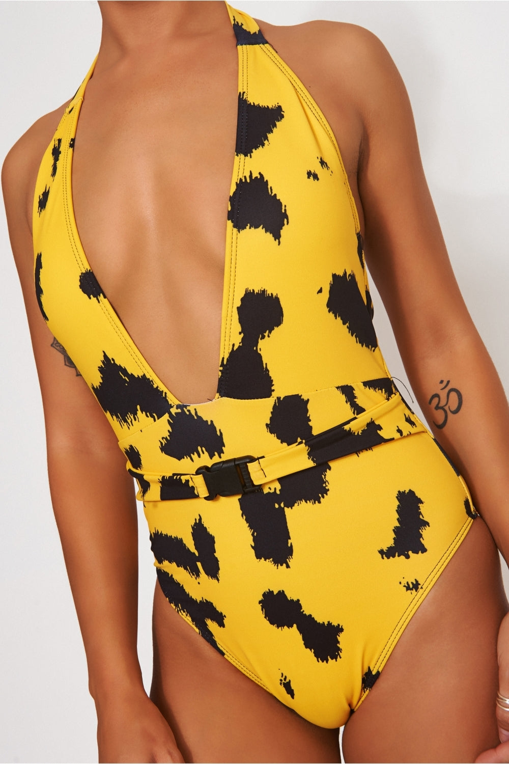 Yellow Dalmatian Print Swimsuit