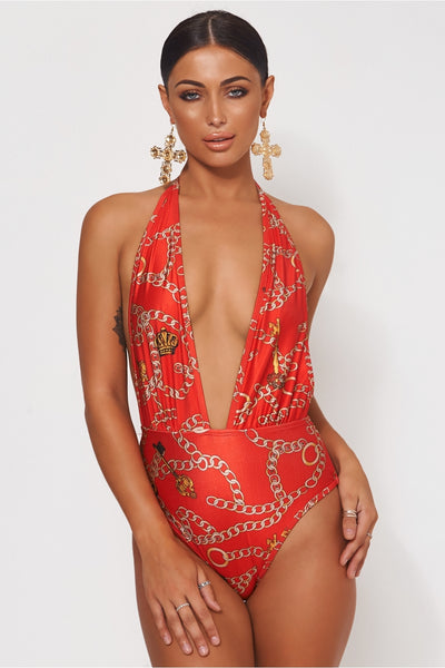 Limited Edition Red Chain Print Swimsuit