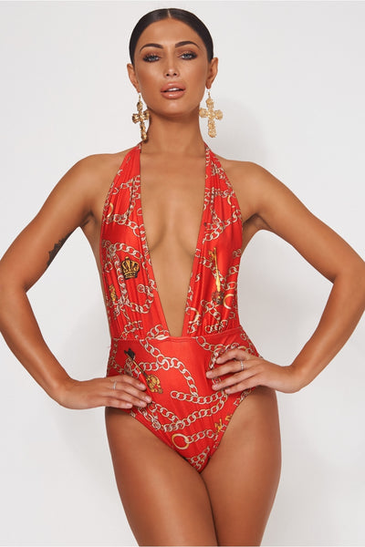 Limited Edition Red Chain Print Swimsuit