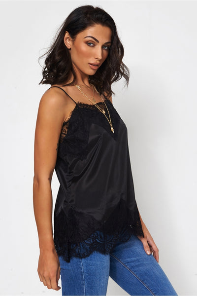 Isa Black Lace Camisole Top