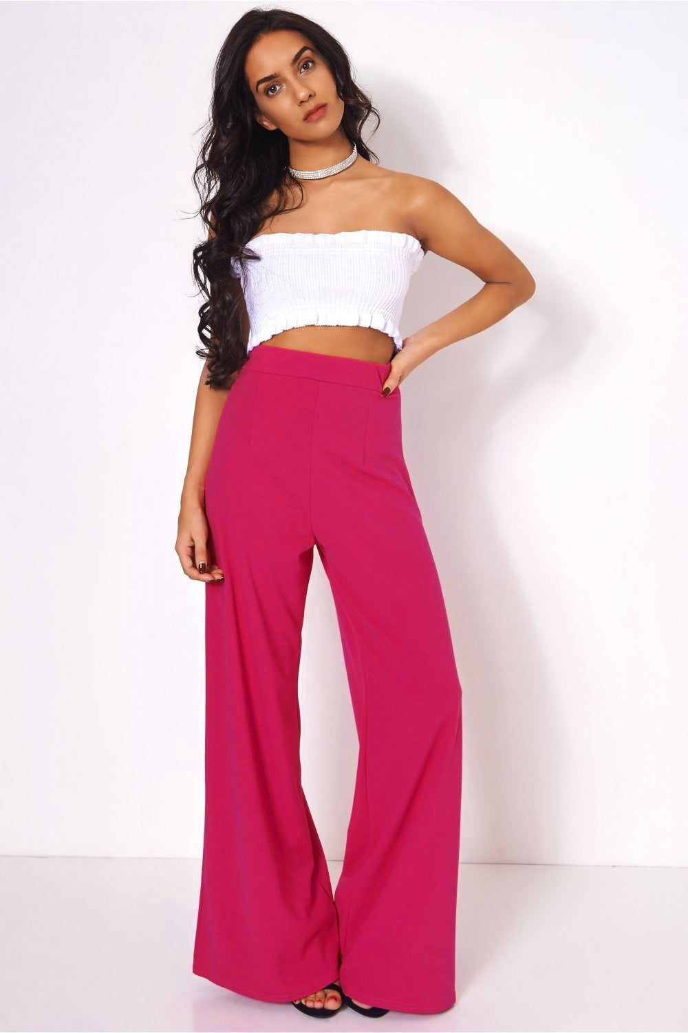 Pink High Waisted Wide Leg Trousers – The Fashion Bible